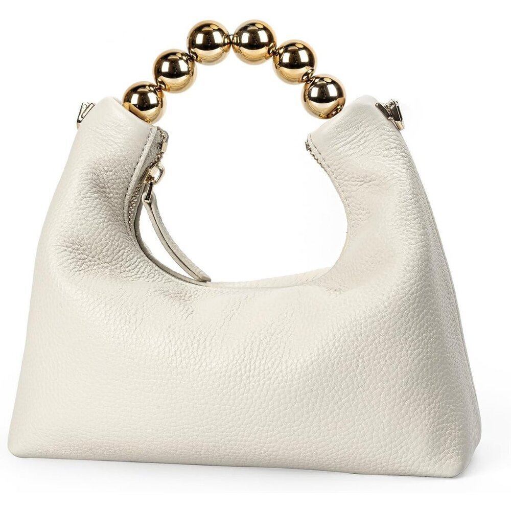 Small Designer Top Handle Clutch Bag for Women, Crossbody Purse with Pearl Tote